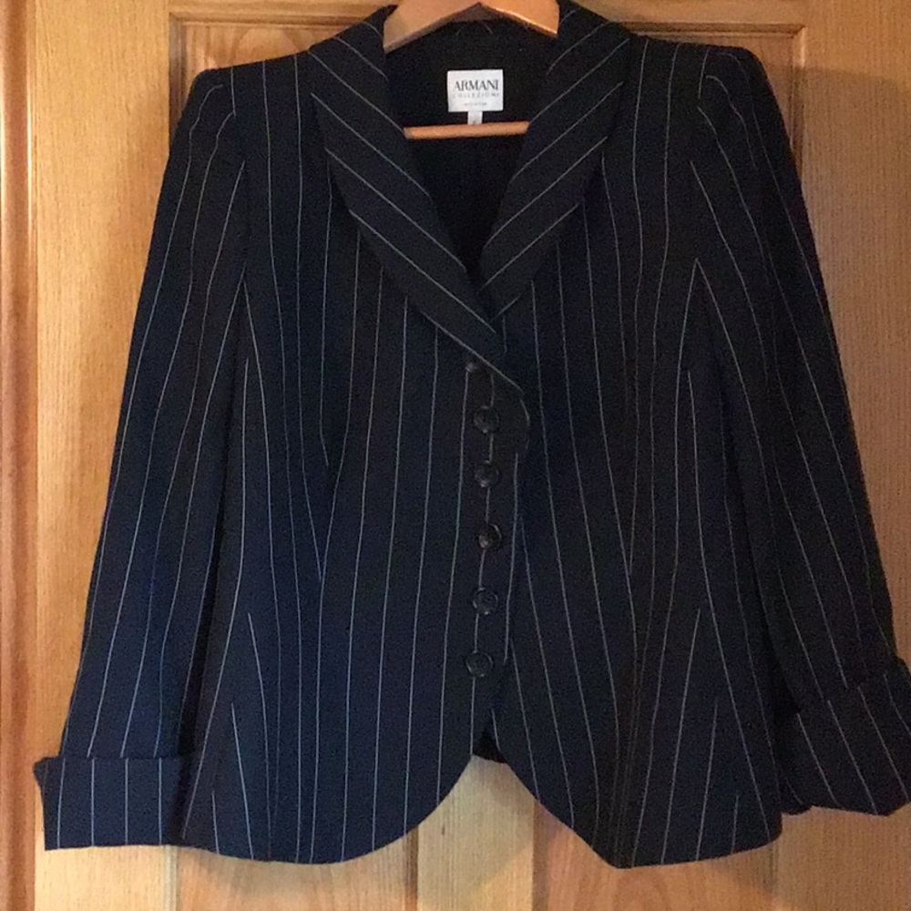 Armani Collezioni Black Striped Jacket in Size 12